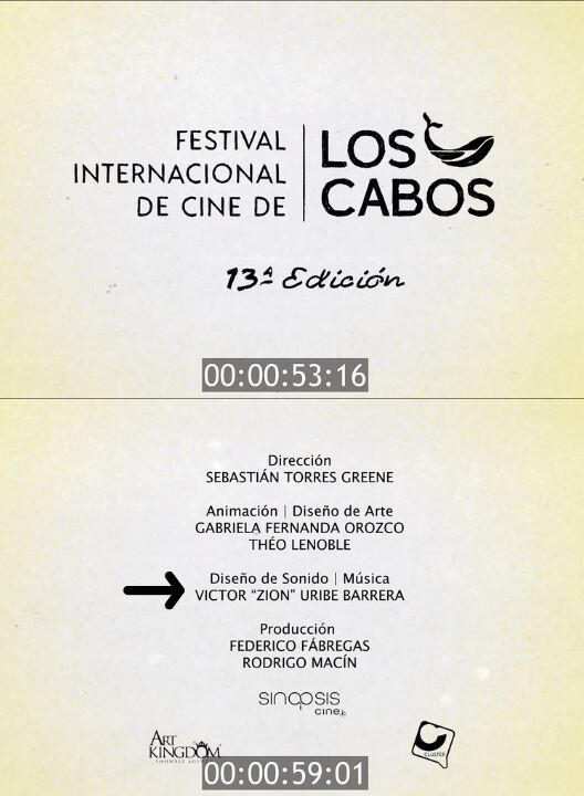 Animación del Festival Internacional de Cine de Los Cabos (2025) Diseño Sonoro y Composición Musical
